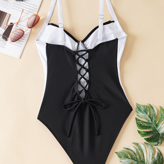 Damen Einteiliger Badeanzug mit elegantem Schnitt und verstellbaren Trägern R&B