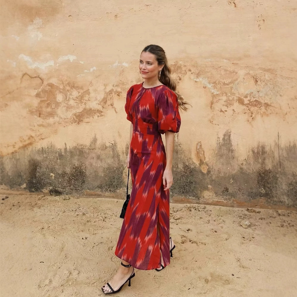 Damen Sommerkleid mit buntem Stickdesign und lockerem Schnitt R&B