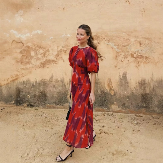 Damen Sommerkleid mit buntem Stickdesign und lockerem Schnitt R&B