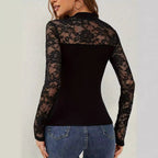 Damen Elegantes Longsleeve-Oberteil mit romantischer Spitze R&B