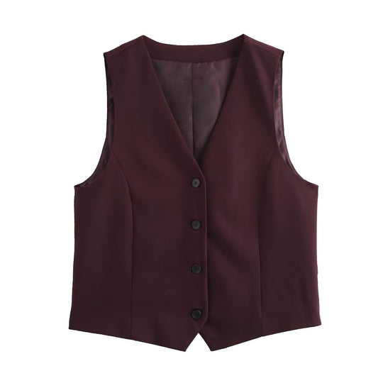 Damen elegante Weste mit modernem Schnitt und praktischen Knopfdetails R&B