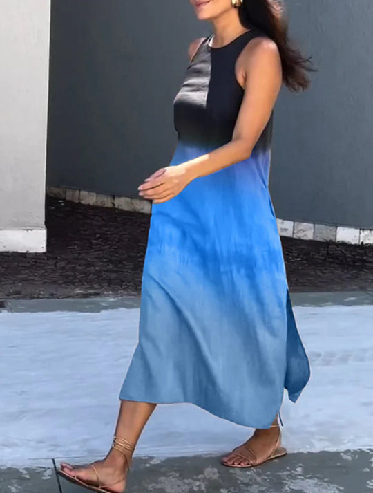 Damen Maxikleid mit elegantem Farbverlauf und großzügigem Schnitt Heidi-Mode