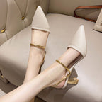 Damen elegante Slingback-Pumps mit feinen Riemen und spitz zulaufendem Design R&B