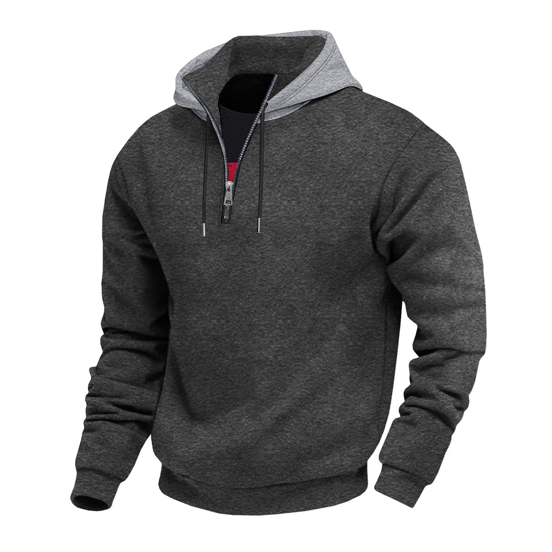 Herren Kapuzenpullover mit halbem Reißverschluss und kontrastierendem Innenfutter R&B