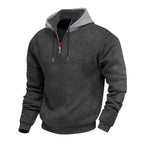 Herren Kapuzenpullover mit halbem Reißverschluss und kontrastierendem Innenfutter R&B