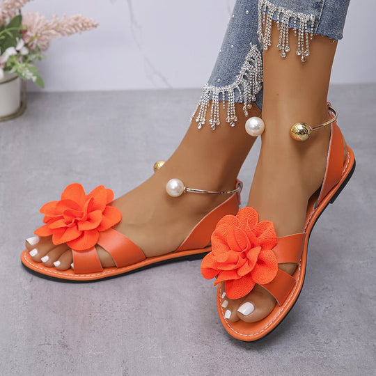 Damen elegante Blumensandalen mit modischen Akzenten R&B