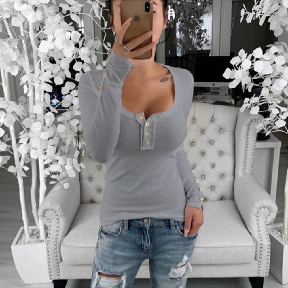 Damen Langarmshirt mit eleganten Knopfdetails R&B
