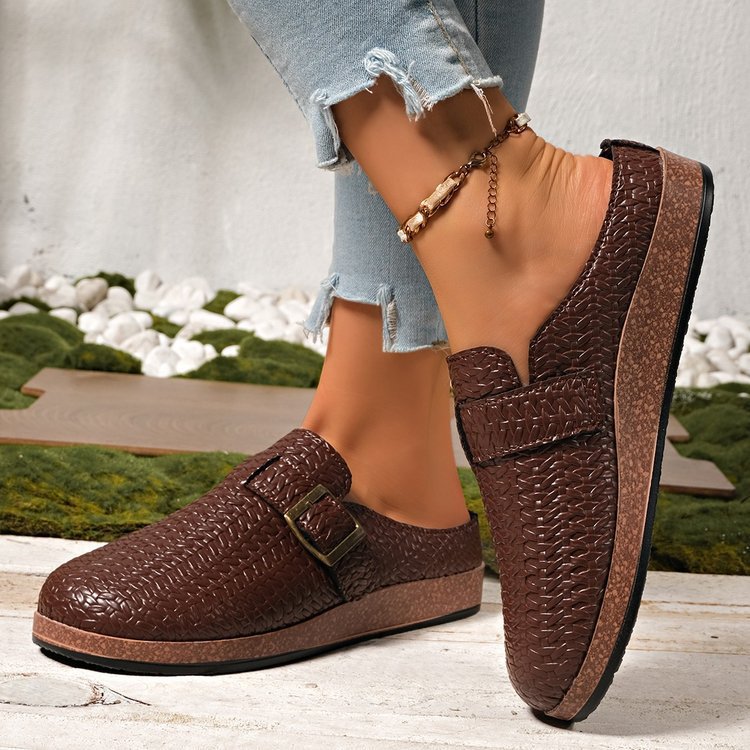 Damen Komfortable Clogs mit trendiger Schnallenapplikation R&B