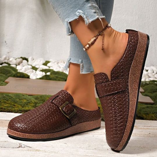 Damen Komfortable Clogs mit trendiger Schnallenapplikation R&B