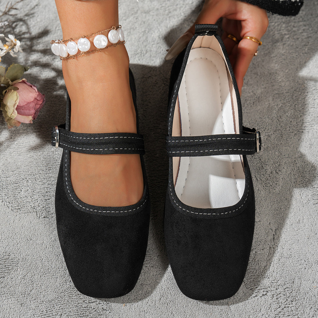 Damen edle Ballerinas mit klassischem Riemen R&B