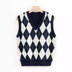 Damen Strickwesten mit modernem Rautenmuster R&B