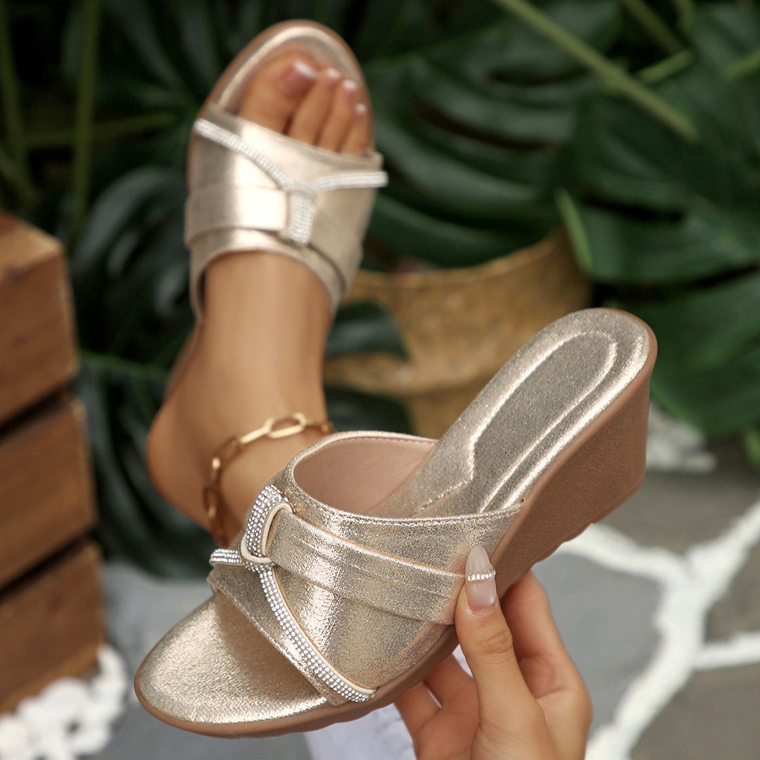 Damen Wedge-Sandalen mit glitzernden Applikationen R&B