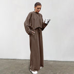 Damen Bequemes Cropped Sweatshirt und Weite Hose Set R&B