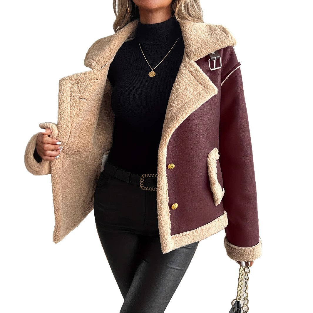 Damen Kurzjacke mit Kunstfellbesatz und praktischen Taschen R&B