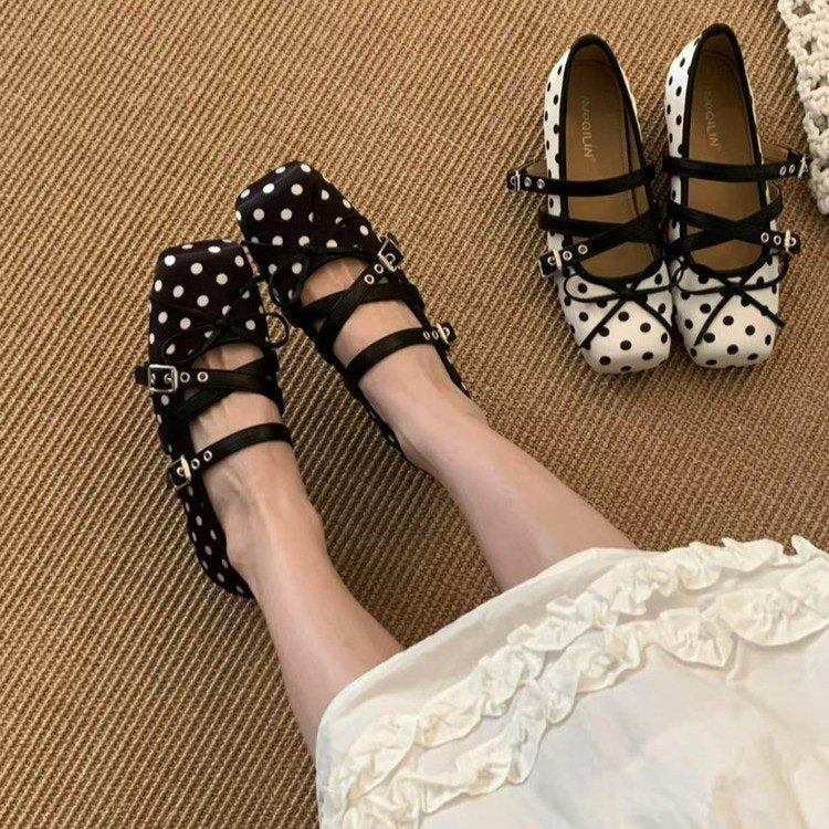 Damen modische Ballerinas mit dekorativem Schleifenmuster und verstellbarem Riemen R&B