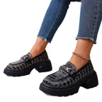Damen Chunky Loafers mit glamourösem Krokodil-Design und komfortabler Plattform EB