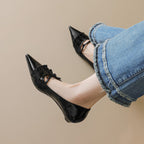 Damen elegante Pointed Ballerinas mit Rüschendetail