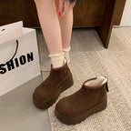 Damen Plateau Stiefeletten mit weichem Veloursleder und rutschfester Sohle R&B