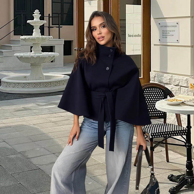 Damen elegante Wickeljacke mit Taillengürtel R&B