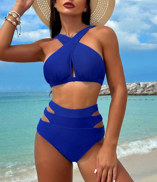 Damen Hochgeschnittener Bikini mit stylischen Cut-Outs R&B