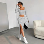 Damen Maxikleid im modernen Streifenlook