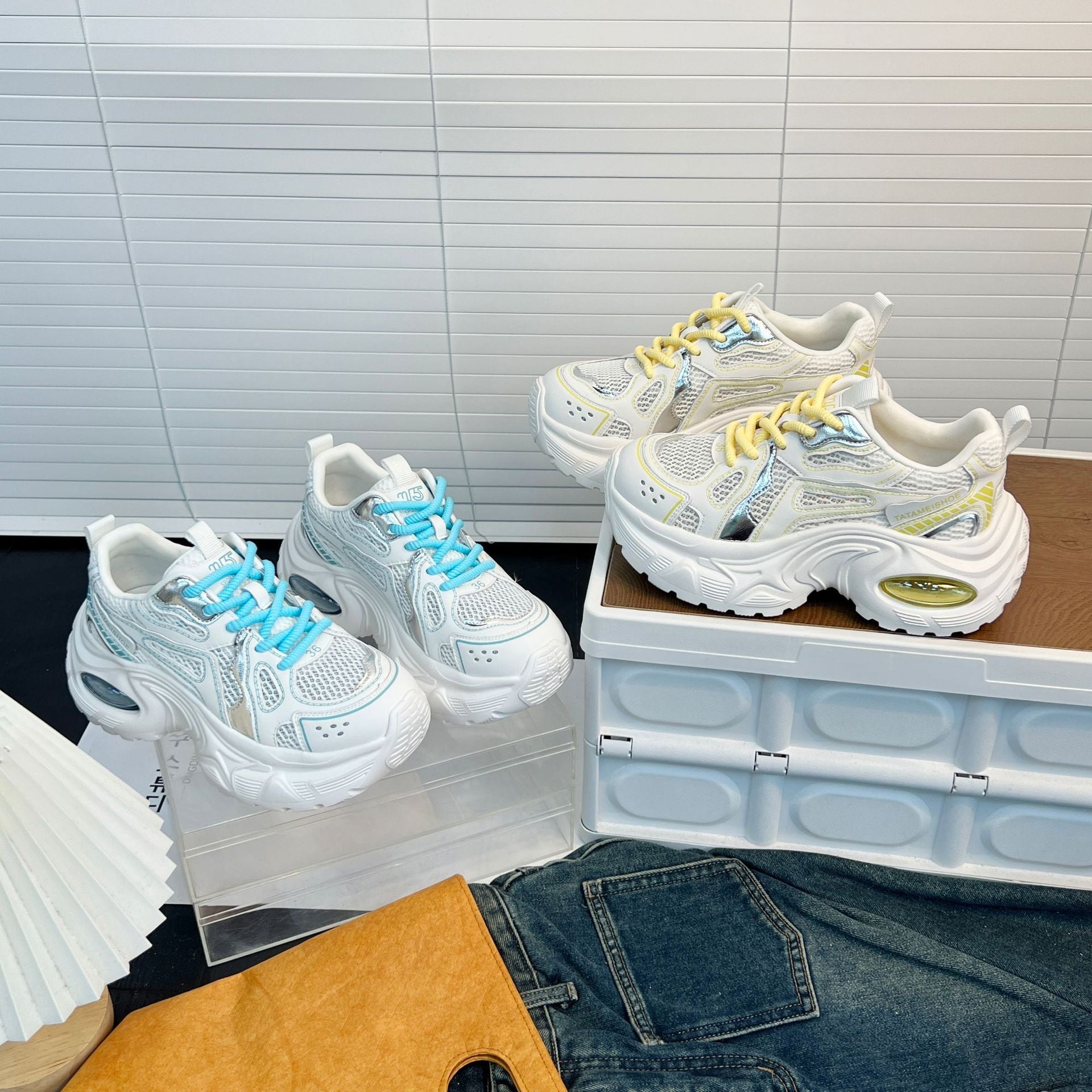 Damen Sportliche Chunky Sneakers mit atmungsaktiver Netzstruktur und dämpfendem Sohlenprofil R&B