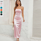 Damen langes Maxikleid im eleganten Schlangenprint mit schulterfreiem Design R&B