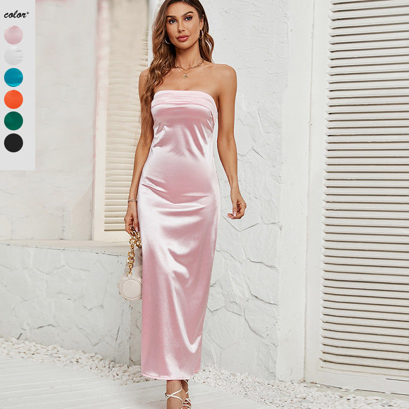 Damen langes Maxikleid im eleganten Schlangenprint mit schulterfreiem Design R&B