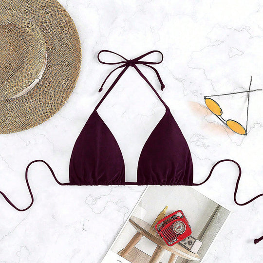 Damen Triangel-Bikini-Oberteil mit verstellbaren Trägern und raffinierten Bindebändern R&B
