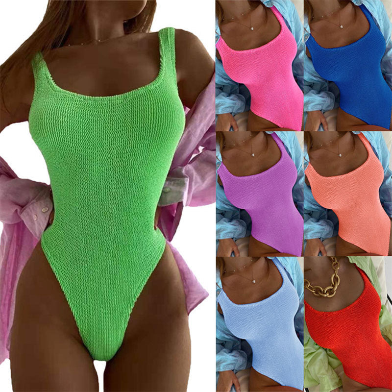 Damen Einteiler Badeanzug mit strukturiertem Mesh-Material R&B