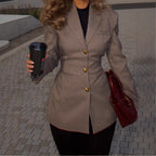Damen Modischer Blazer im Karomuster mit taillierter Passform R&B