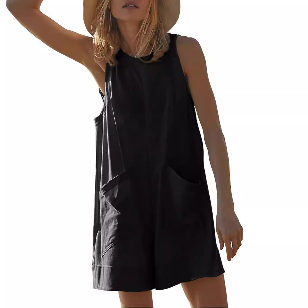 Damen Lässiger Jumpsuit mit praktischen Taschen und weit geschnittenem Design R&B
