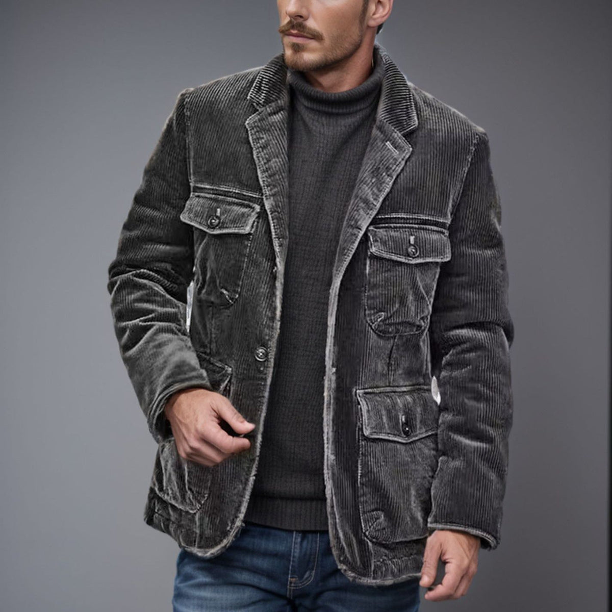 Damen modischer Cordblazer mit funktionalen Taschen R&B
