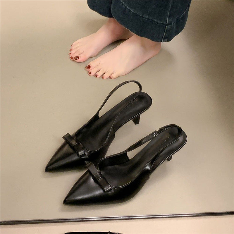 Damen Slingback High Heel Schuhe mit zarter Schleifenverzierung R&B