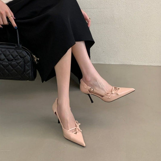 Damen elegante Slingback Pumps mit zarten Schleifenverzierungen R&B