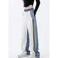 Damen nan weite Jogginghose mit hoher Taille und Jeansstoffeinsätzen sowie Seitenstreifen R&B