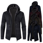 Herren lässiger Strickjacke mit modernem Strukturdesign und Kapuze