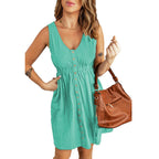 Damen Sommerliches Wickelkleid mit Knopfdetails und elastischem Bund R&B