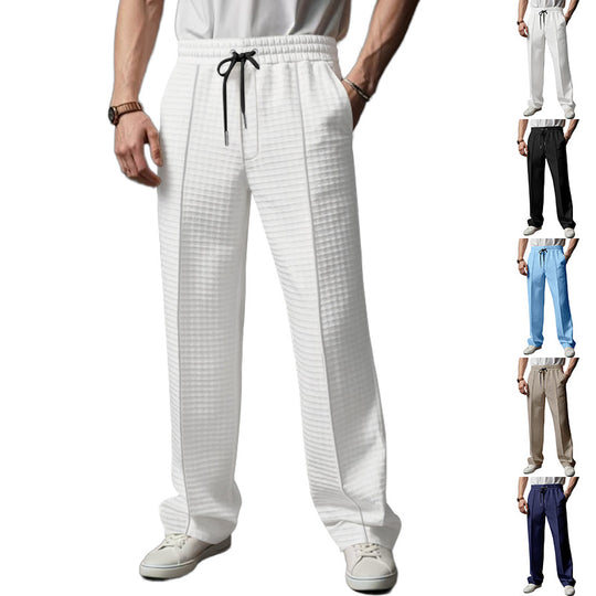Herren Freizeit- und Sporthose mit dezentem Rautenmuster und elastischem Bund R&B