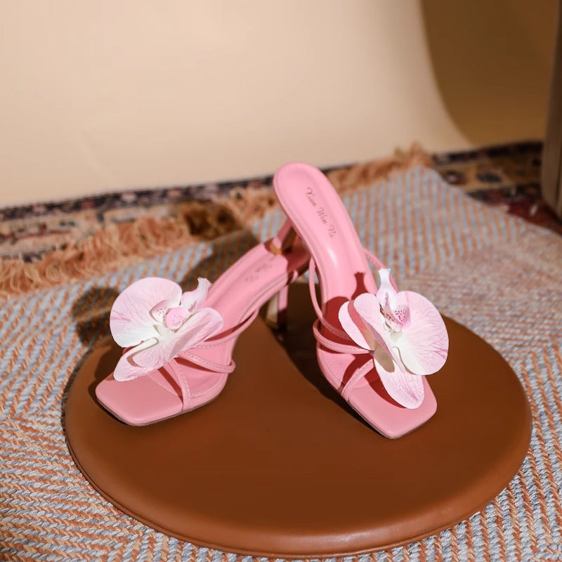 Damen elegante Slingback Sandalen mit floraler Verzierungen R&B