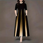 Damen Maxikleid mit elegantem Liniendesign und praktischen Seitentaschen