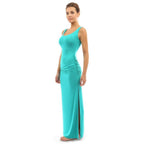 Damen figurbetontes Maxikleid mit Raffungen R&B