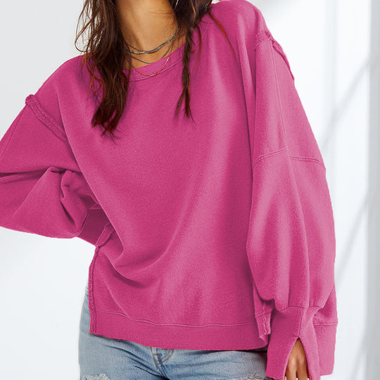 Damen Oversized Sweatshirt im entspannten Stil mit auffälligen Puffärmeln R&B