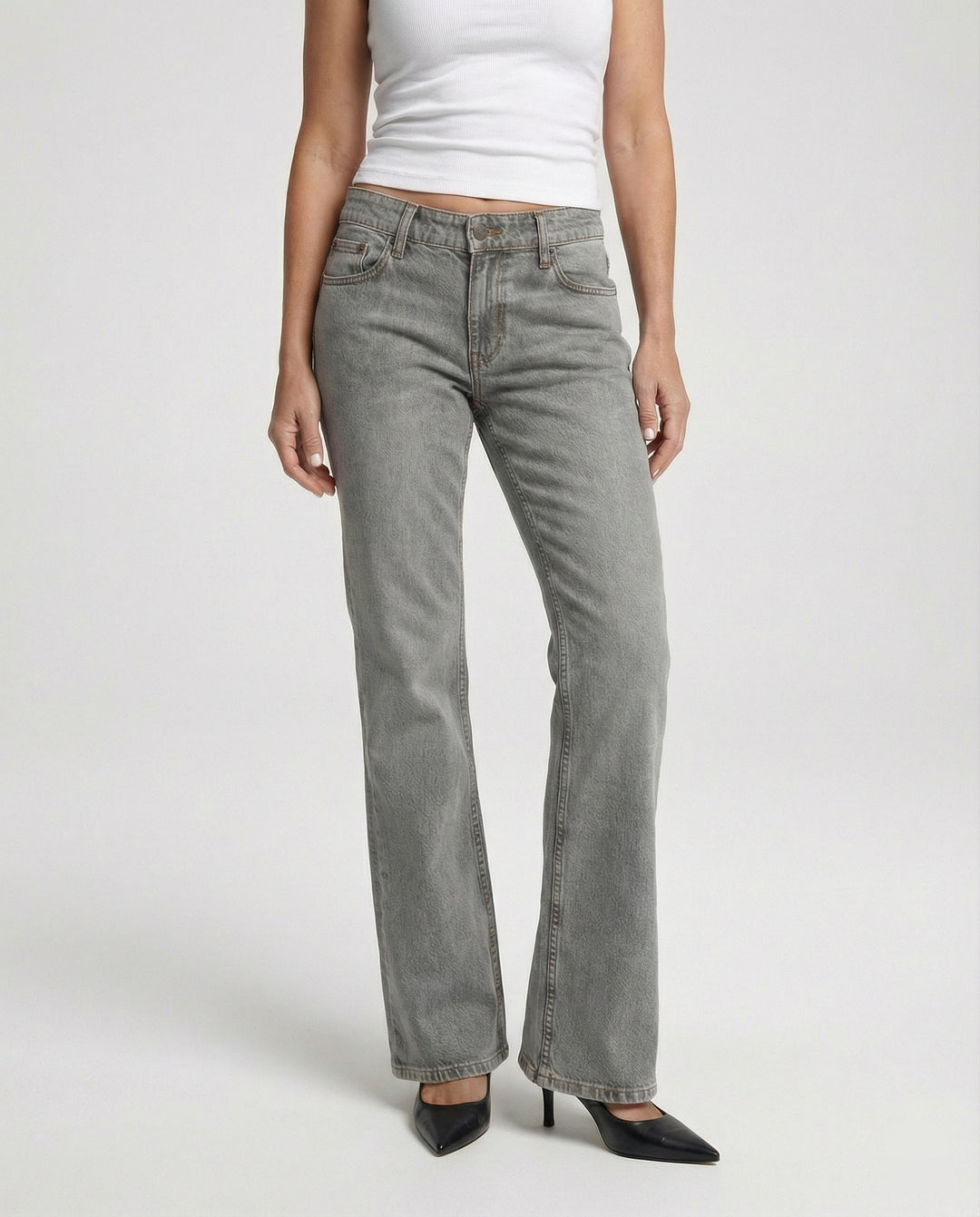 Damen Bootcut Jeans High Waist Stretch