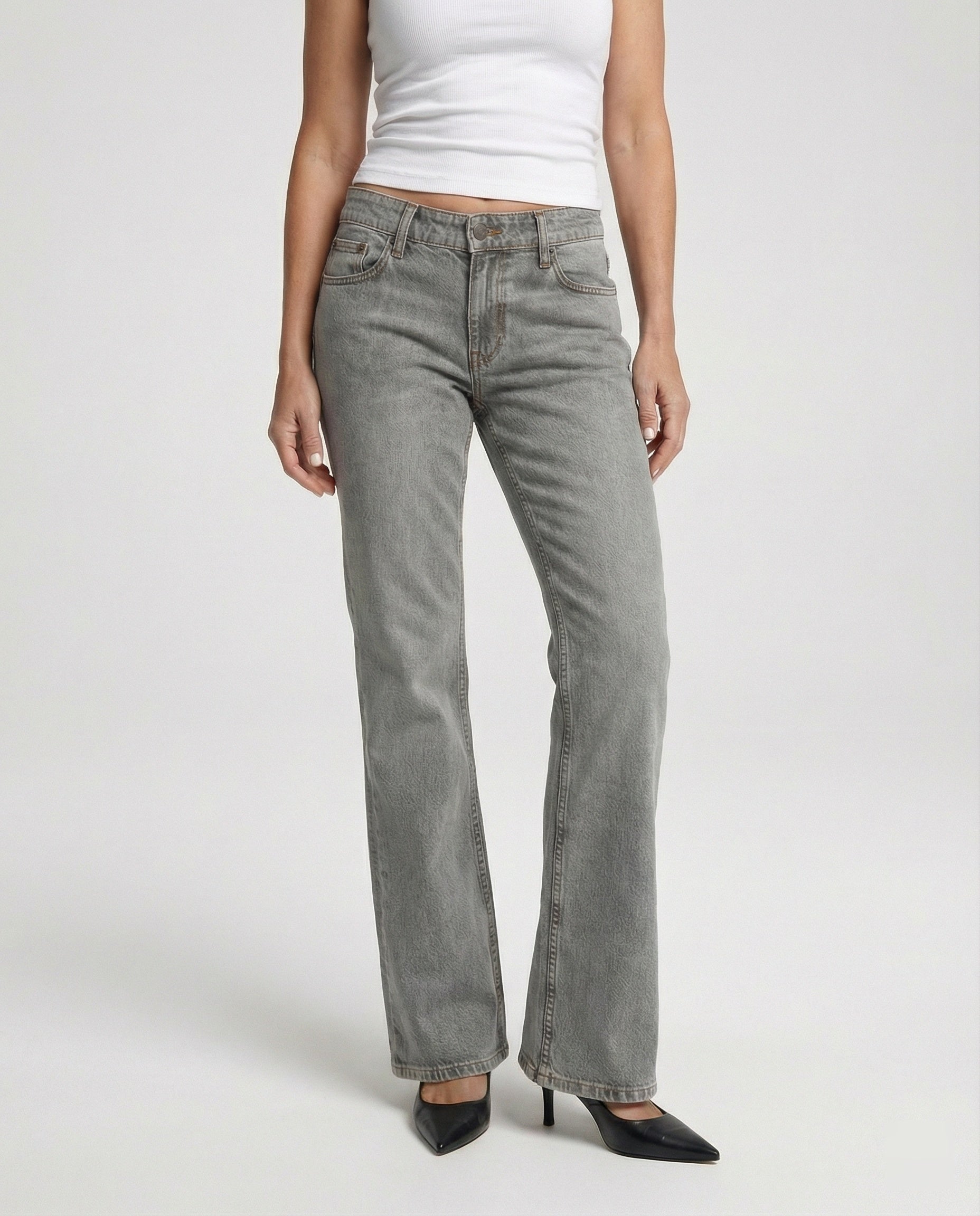 Damen Bootcut Jeans High Waist Stretch