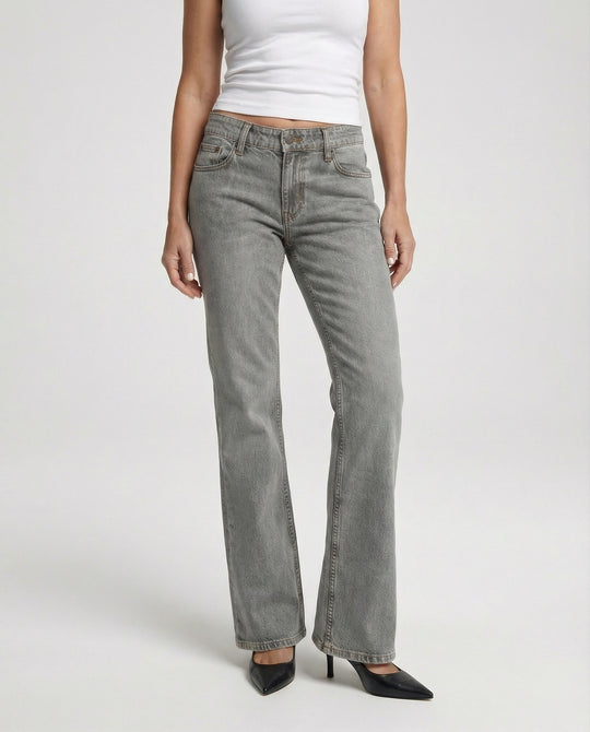 Damen Bootcut Jeans High Waist Stretch