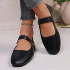 Damen Ballerina-Schuhe mit verstellbarem Riemendesign und bequemem Fußbett R&B