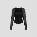 Damen Blumengemusterte Spitzenbluse R&B