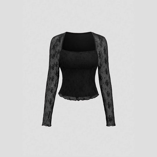 Damen Blumengemusterte Spitzenbluse R&B