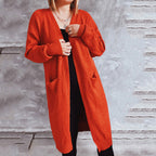 Damen lässiger Strickcardigan mit offenen Fronten und praktischen Taschen R&B